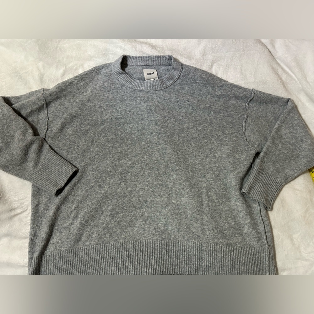 aerie women’s Gray Crewneck Sweater oversized Large